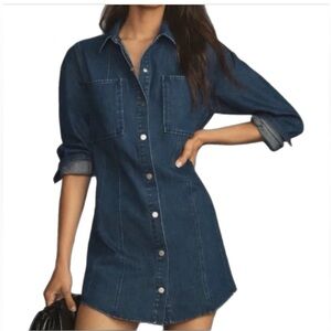 Mare Mare Denim Shirt Dress in Dark Indigo size XS